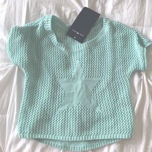 Brandy Melville Teal Cropped Knit Shirt